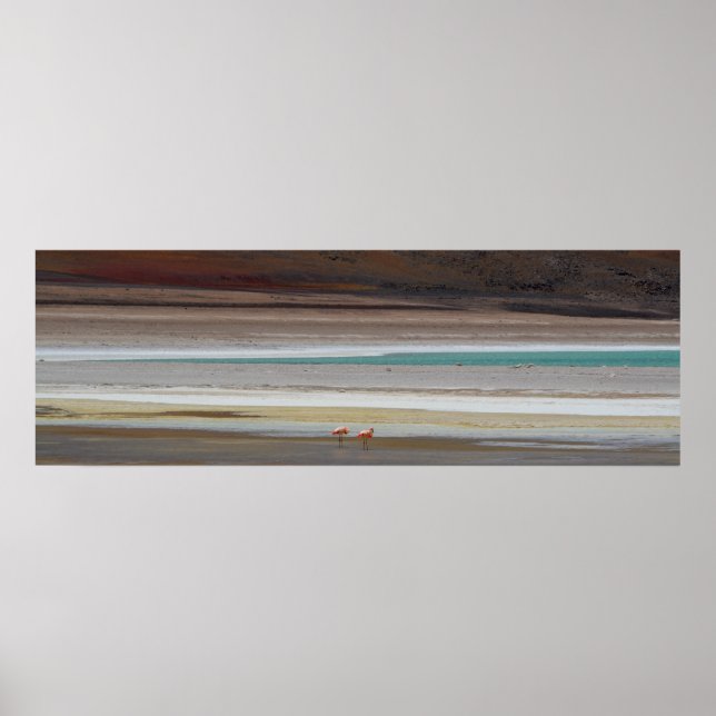 Bolivianische Lagune mit Flamingos - Foto Poster (Vorne)