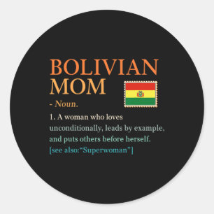Bolivianische Mama Definition Bolivien Flaggenstaa Runder Aufkleber