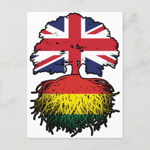Bolivien Bolivian British UK Tree Roots Flag Postkarte