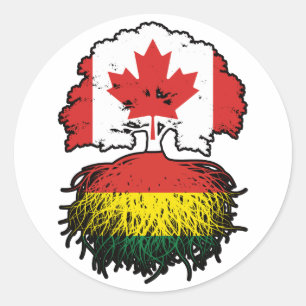 Bolivien Bolivian Canadian Canada Tree Roots Flag Runder Aufkleber