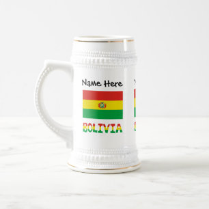 Bolivien Bolivianische Flagge Personalisierter Tex Bierglas