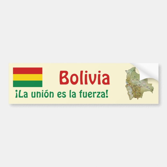 Bolivien Flag and Map Autoaufkleber (Vorne)