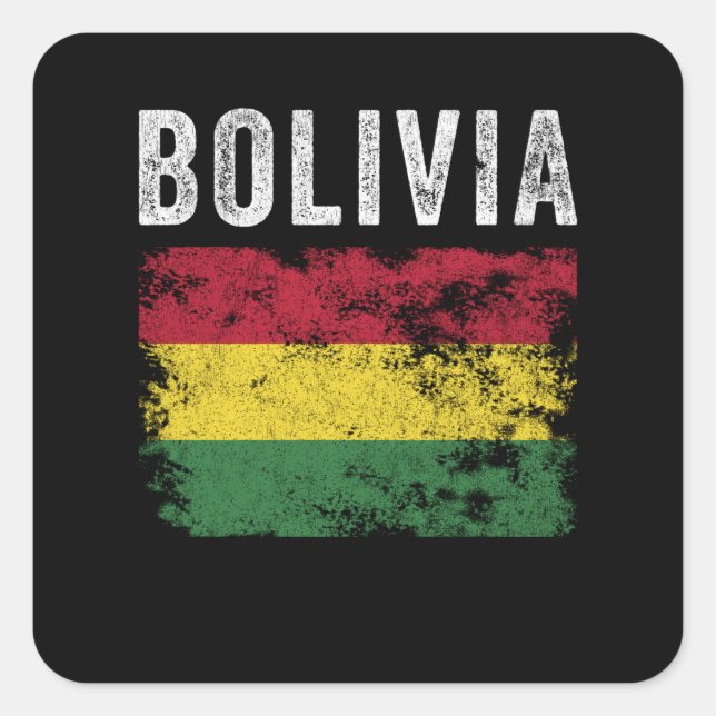 Bolivien Flag erschüttert - bolivianische Flagge Quadratischer Aufkleber (Vorderseite)
