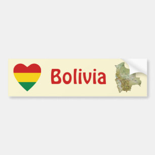 Bolivien-Flagge Herz + Karte Aufkleber Autoaufkleber