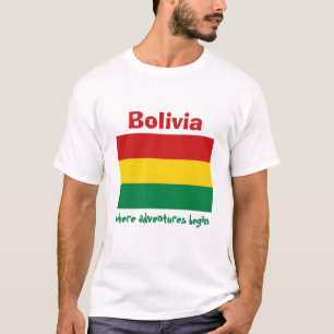 Bolivien-Flagge + Karte + Text-T - Shirt