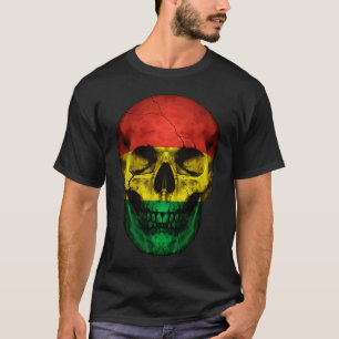 Bolivien-Flagge-Totenkopf Bolivianische Wurzeln St T-Shirt