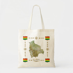 Bolivien Karte + Flaggen Bag Tragetasche