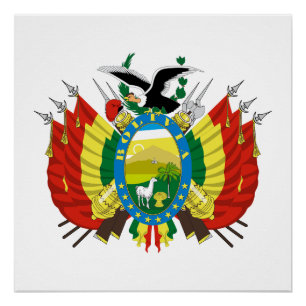 Bolivien Land Wappen Symbol Emblem Flagge Poster