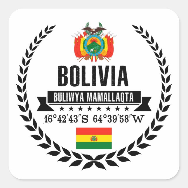 Bolivien Quadratischer Aufkleber (Vorderseite)