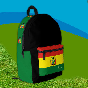 Bolivien, schwarzer Rucksack, bolivianische Flagge Bedruckter Rucksack
