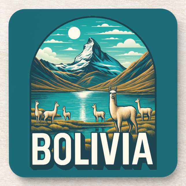 Bolivien Südamerika Getränkeuntersetzer (Vorderseite)