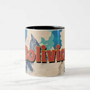 Bolivien Vintage-Reiseposter Zweifarbige Tasse