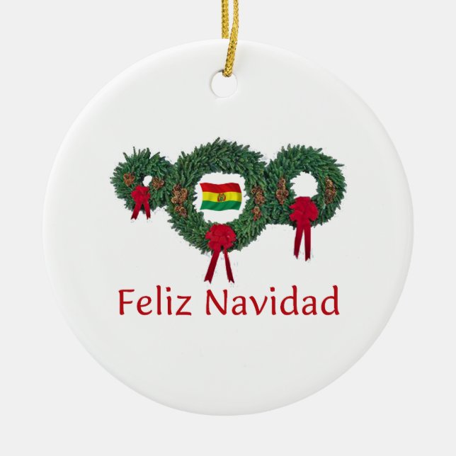 Bolivien-Weihnachten 2 Keramik Ornament (Vorne)
