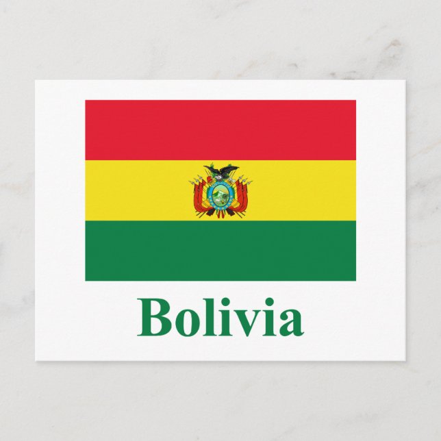 Bolivienflagge mit Name Postkarte (Vorderseite)