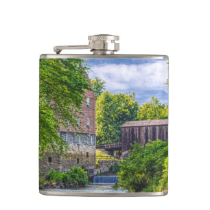 Bollinger Mill und Burfordville Covered Bridge Flachmann