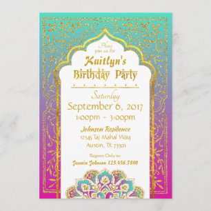 Bollywood Arabian Nights Birthday Invitation Card