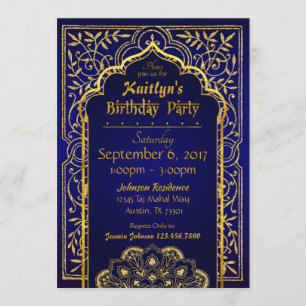 Bollywood Arabian Nights Birthday Invitation Card