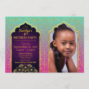 Bollywood Arabian Nights Birthday Invitation Card