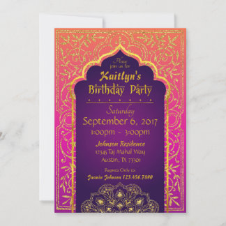 Bollywood Arabian Nights Birthday Invitation Card