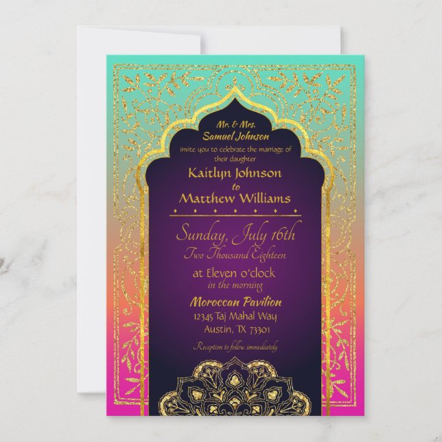 Bollywood Arabian Nights Faire-part de mariage (Devant)