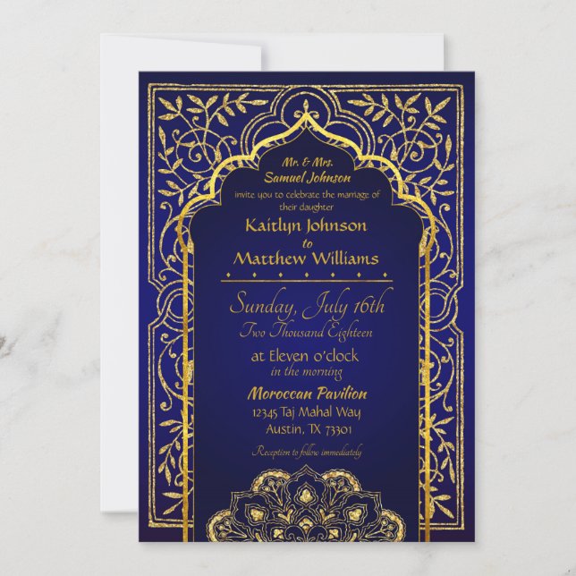 Bollywood Arabian Nights Hochzeitseinladung Einladung (Vorderseite)