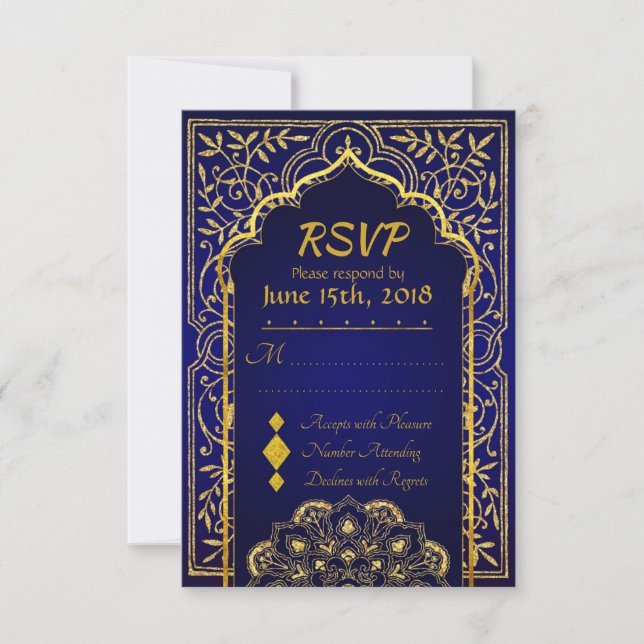 Bollywood Arabian Nights Mariage carte RSVP (Devant)