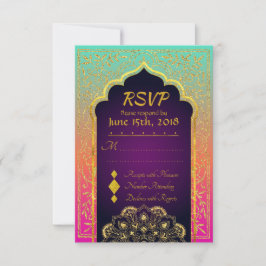 Bollywood Arabian Nights Wedding RSVP Card Karte