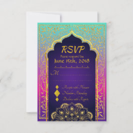 Bollywood Arabian Nights Wedding RSVP Card Karte