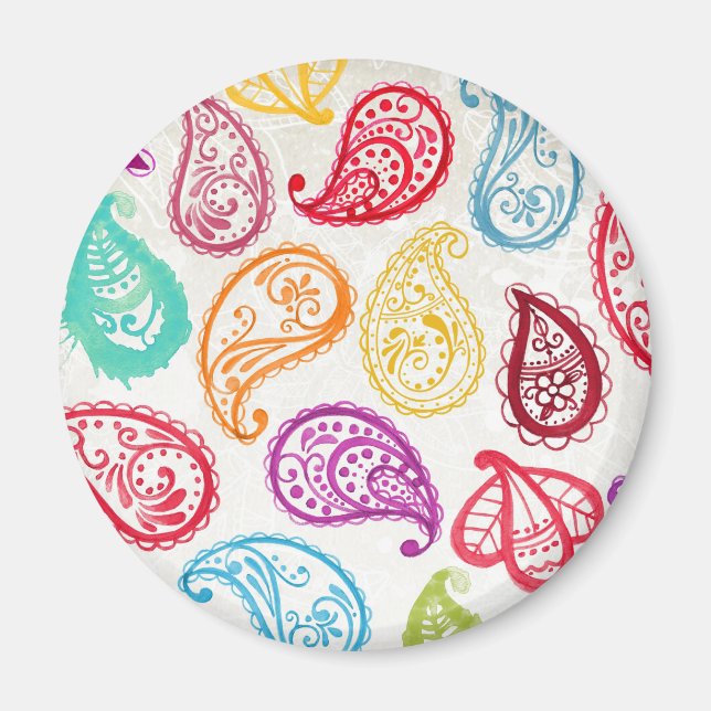 Bollywood Indian Paisley Trendy Rainbow Magnet (Vorne)