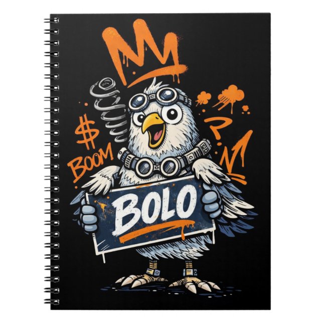 Bolo Graffiti Bird Spiral Notebook Notizblock (Vorderseite)