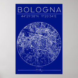 Bologna Blueprint-Karte Poster – Kreisstadtplan