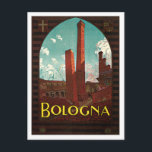 Bologna Bononia Italy Vintage Travel Postkarte<br><div class="desc">Bologna Bononia Italy Vintage Reiseplakatkunst aus dem Goldenen Zeitalter des Reisens,  künstlerische Inspiration für landschaftliche Reiseziele auf der ganzen Welt. Geschenke</div>