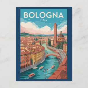 Bologna Italien Illustration Reise Kunst Vintage Postkarte