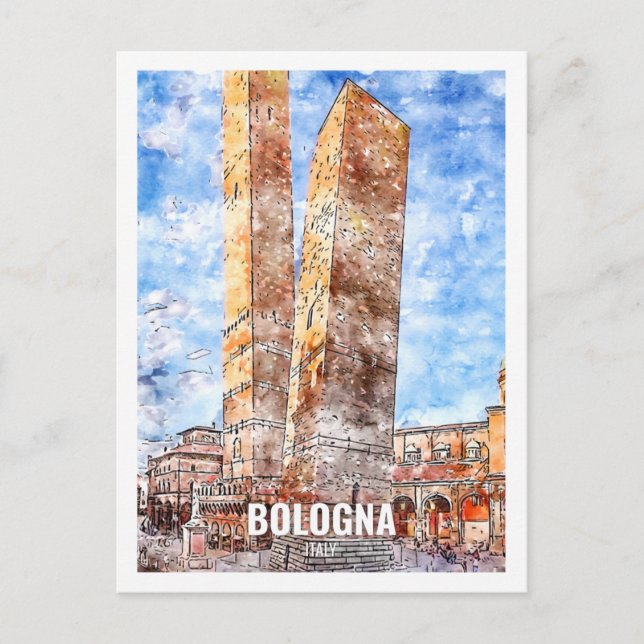 Bologna Italien Reisen Place Watercolor Postkarte (Vorderseite)