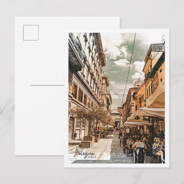Bologna Italien Schöne Öl Paint Landschaft Postkarte (Vorne/Hinten)