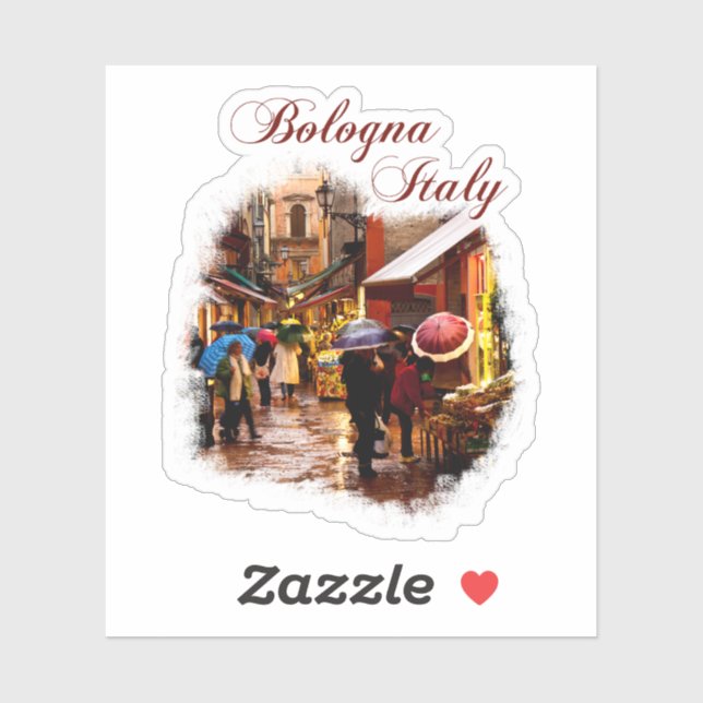 Bologna, Italien: Shopping im Regen Aufkleber (Blatt)