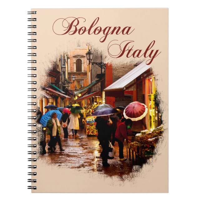 Bologna, Italien: Shopping im Regen Notizblock (Vorderseite)