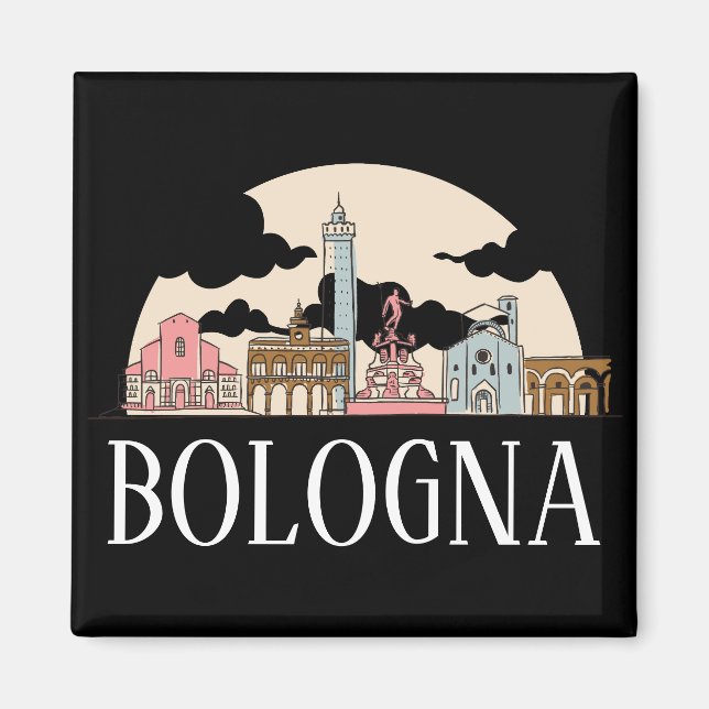 Bologna Italien Silhouette Vintage Travel Magnet (Vorne)