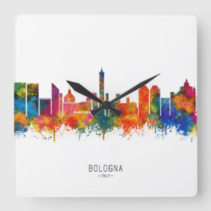 Bologna Italy Skyline Quadratische Wanduhr