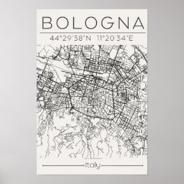 Bologna Stadtplan Poster Moderne Minimalistische S
