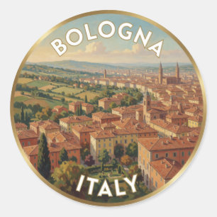 Bologna Terrakotta-Hügel Italien Reise Szene Runder Aufkleber