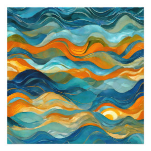 "Bolonia" Blaue Orangenwaves Fotodruck