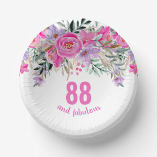 Bols En Carton 88e anniversaire rose floral