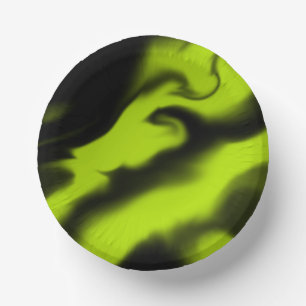 Bols En Carton Abstrait 3 en noir et vert citron