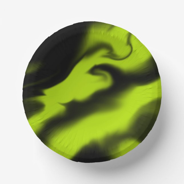 Bols En Carton Abstrait 3 en noir et vert citron (Recto)