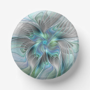 Bols En Carton Abstrait Bleu Vert Papillon Imaginaire Fractal Art