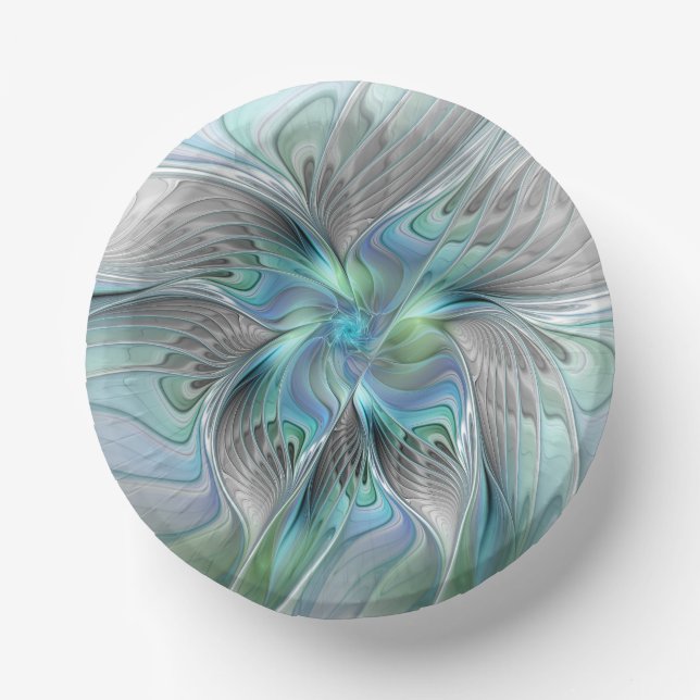 Bols En Carton Abstrait Bleu Vert Papillon Imaginaire Fractal Art (Recto)