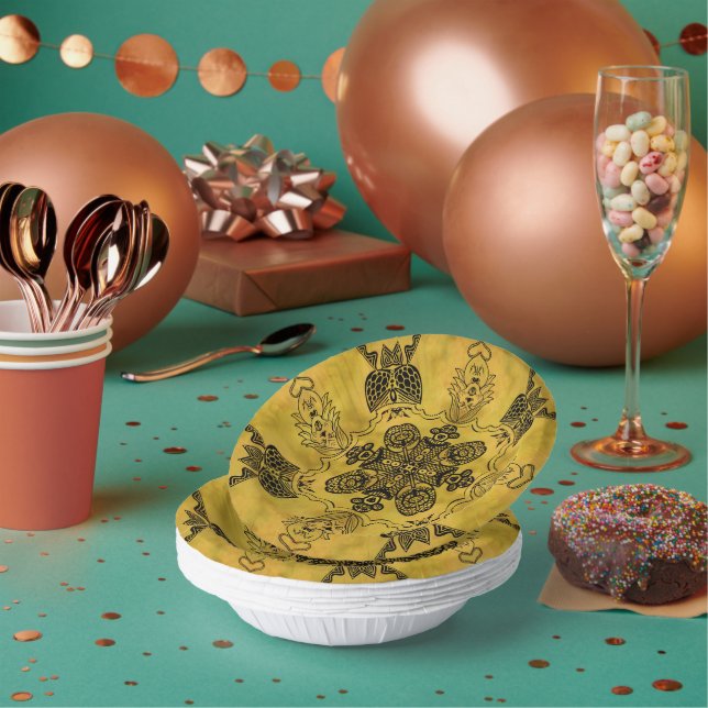 Bols En Carton Abstrait Goth Tribal Line Dessin Motif répété (Multi)