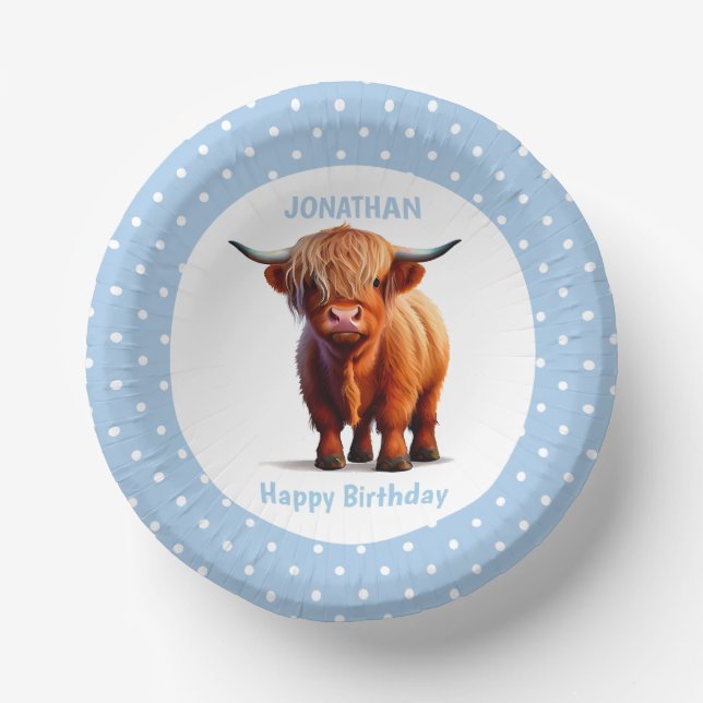 Bols En Carton Anniversaire bleu de Cow Highland (Recto)