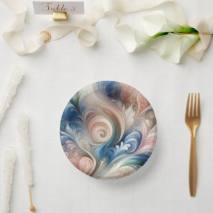Bols En Carton Aquarelle Imaginaire Floral Pastel Bleu & Crème
